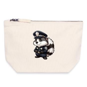 Police de la mouffette - Pochette zippée en toile 18 x 19 cm - blanc naturel - Devant