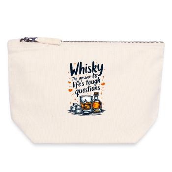 WHISKY: THE ANSWER TO LIFE’S TOUGH QUESTIONS - Canvas Zip Pouch 18 x 19 cm - nature - Front