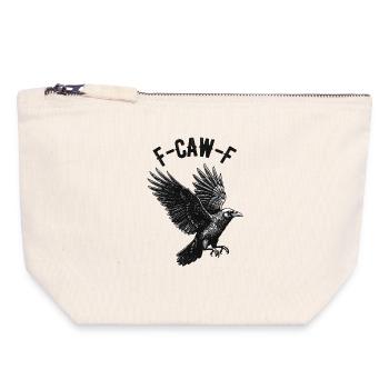 Funny F-CAW-F raven print on clothing and more - Canvas Zip Pouch 18 x 19 cm - nature - Front