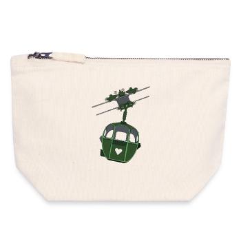 Green Cable Car Heart Motif - Canvas Zip Pouch 18 x 19 cm - nature - Front