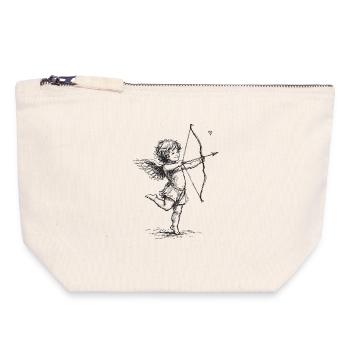 Vintage Cupid Angel with Bow and Arrow Art - Canvas Zip Pouch 18 x 19 cm - nature - Front
