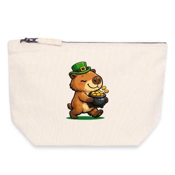 Sweet Lucky Capybara Gold Pot St. Patrick's Day - Canvas Zip Pouch 18 x 19 cm - nature - Front