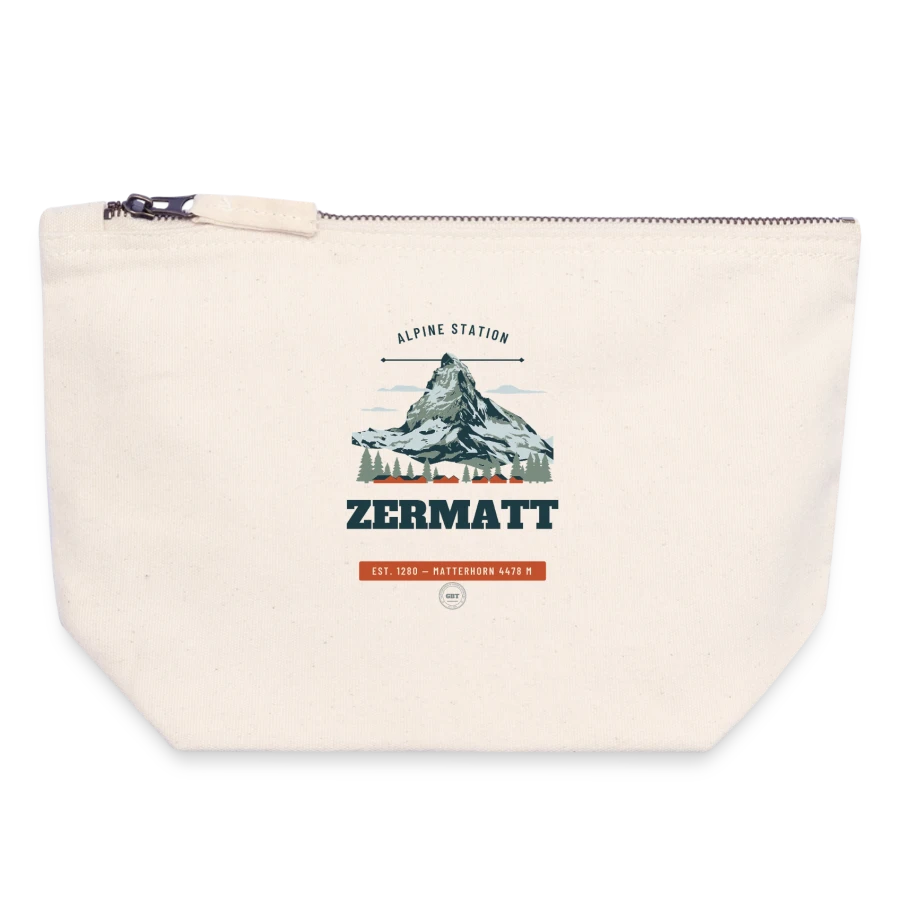 Zermatt badge on a canvas zip pouch 18 x 19 cm, nature