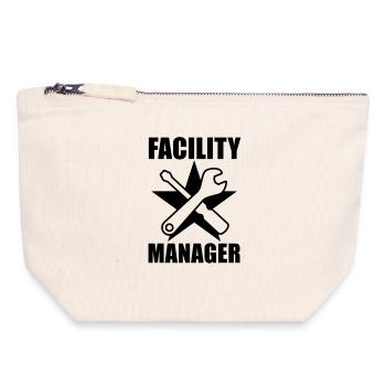 Facility Manager | Hausmeister | Star | Stern - Canvas Zip Pouch 18 x 19 cm - nature - Front