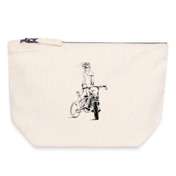 Supermoto Frau Motorrad Bikergirl Symbol Logo icon - Canvas Reißverschluss-Täschchen (18 x 19 cm) - Naturweiß - Vorne