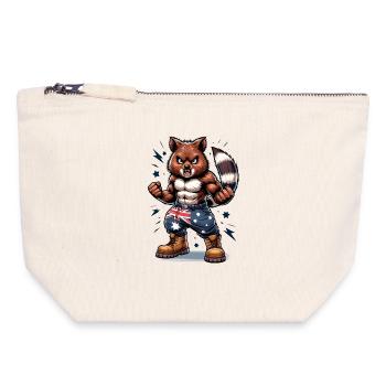Quokka Australien Kämpfer Design - Canvas Reißverschluss-Täschchen (18 x 19 cm) - Naturweiß - Vorne