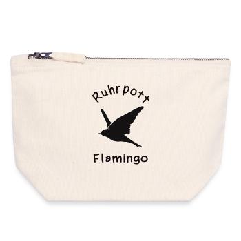 Flamant rose de Ruhrpott - Pochette zippée en toile 18 x 19 cm - blanc naturel - Devant