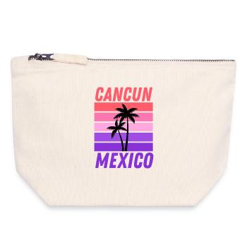 Cancun Mexico Sunset Vintage Palm Trees - Canvas Zip Pouch 18 x 19 cm - nature - Front