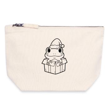 Weihnachtsfrosch in Geschenkbox Illustration - Canvas Reißverschluss-Täschchen (18 x 19 cm) - Naturweiß - Vorne