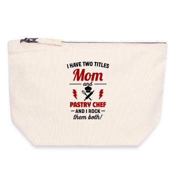 Mom Pastry Chef Two Tracks Funny - Canvas Zip Pouch 18 x 19 cm - nature - Front