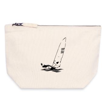 ILCA Laser Sailing Dinghy Sailboat Regatta Sailing Sports - Canvas Zip Pouch 18 x 19 cm - nature - Front