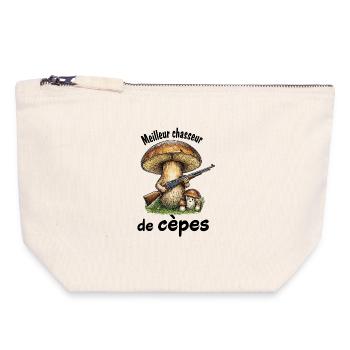 Meilleur chasseur de cèpes - Pochette zippée en toile 18 x 19 cm - blanc naturel - Devant