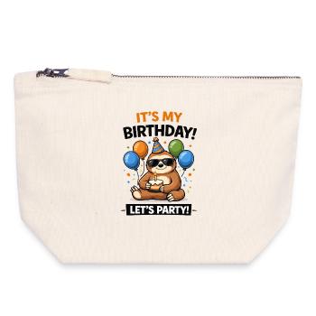 Birthday Sloth Party - Canvas Zip Pouch 18 x 19 cm - nature - Front