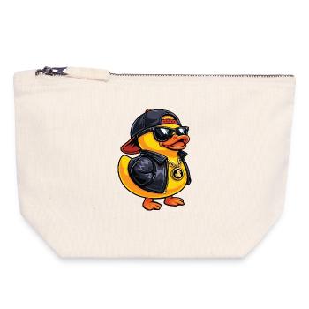 Canard en caoutchouc Amoureux du canard Canard Petit Canard - Pochette zippée en toile 18 x 19 cm - blanc naturel - Devant