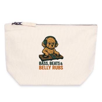 DJ Maltipoo: Bass, Beats & Belly Rubs Retro Design - Canvas Zip Pouch 18 x 19 cm - nature - Front