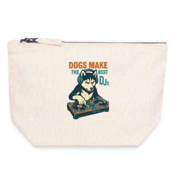 Husky DJ Retro Design: Dogs Make the Best DJs - Canvas Zip Pouch 18 x 19 cm - nature - Front