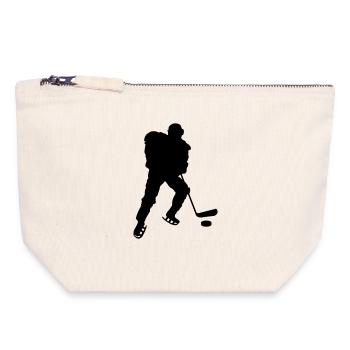 Joueur de hockey - Pochette zippée en toile 18 x 19 cm - blanc naturel - Devant