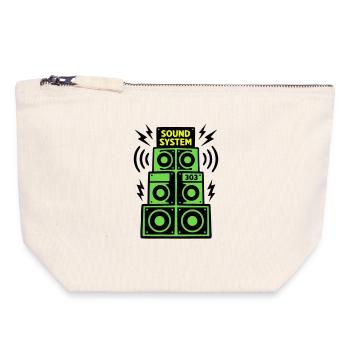 Sound System Speaker Techno Festival DJ - Canvas Zip Pouch 18 x 19 cm - nature - Front
