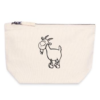 Chévre - Pochette zippée en toile 18 x 19 cm - blanc naturel - Devant