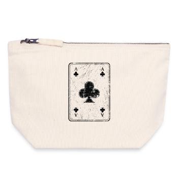 Poker et skate carte à jouer de la croix dans le look used - Pochette zippée en toile 18 x 19 cm - blanc naturel - Devant