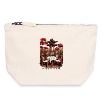 Café asiatique - Pochette zippée en toile 18 x 19 cm - blanc naturel - Devant