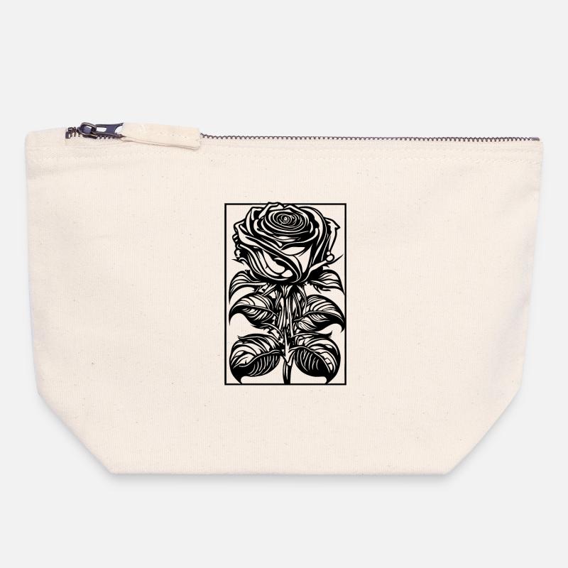 Romantic Rose with Frame - Canvas Zip Pouch 18 x 19 cm - nature