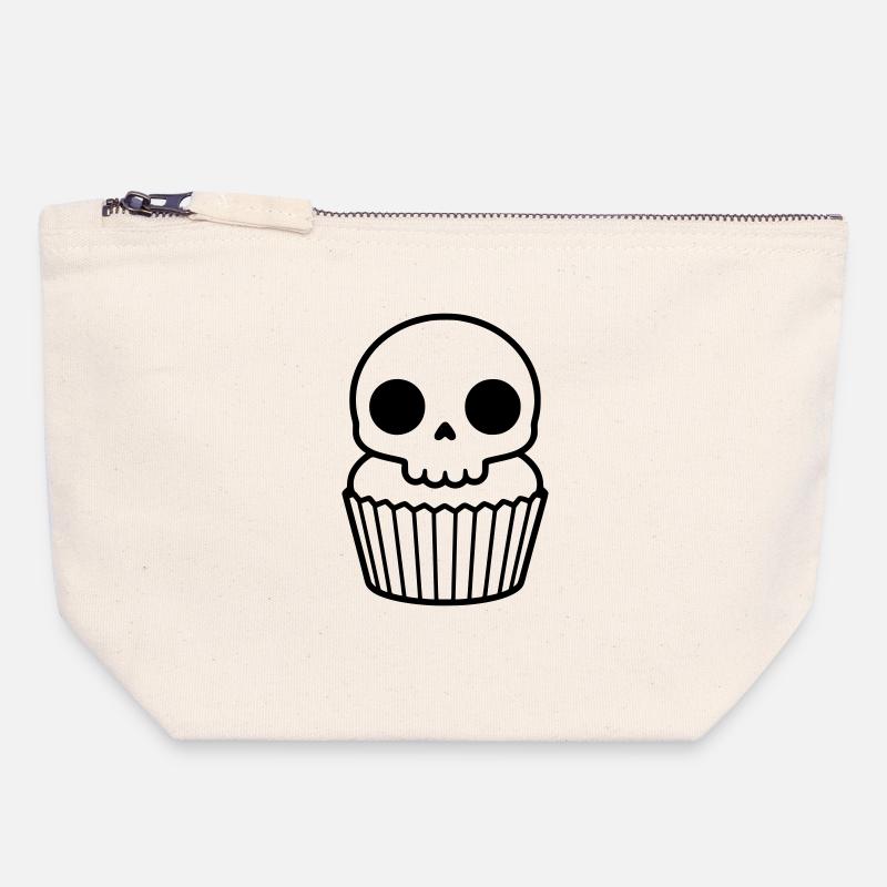 Spooky Cupcake | Halloween Skull - Canvas Zip Pouch 18 x 19 cm - nature