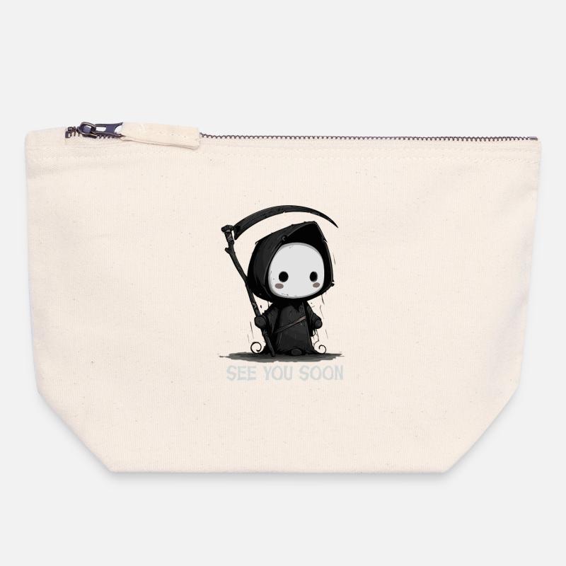 Cute Grim Reaper See You Soon - Canvas Zip Pouch 18 x 19 cm - nature