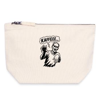 Zombie du café Rien ne marche sans café Humour - Pochette zippée en toile 18 x 19 cm - blanc naturel - Devant