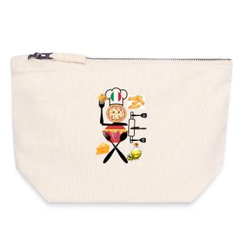 Collage Italien de Délices - Pochette zippée en toile 18 x 19 cm - blanc naturel - Devant