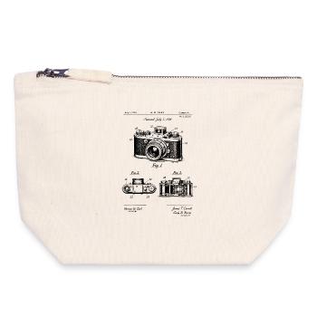 Brevet de plan d’appareil photo vintage - Pochette zippée en toile 18 x 19 cm - blanc naturel - Devant