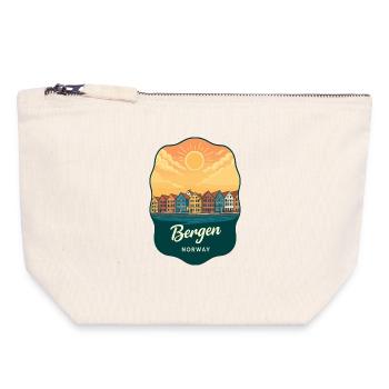 Bergen Bryggen Retro Sunset Reiseabzeichen - Canvas Reißverschluss-Täschchen (18 x 19 cm) - Naturweiß - Vorne