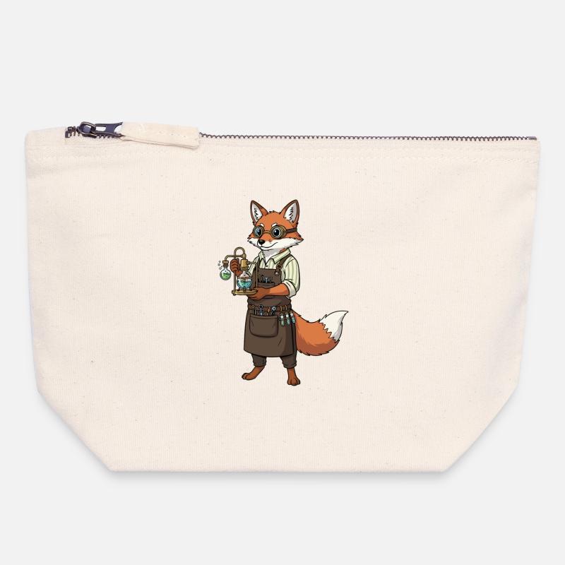 Fox Alchemist Steampunk Mad Scientist - Canvas Zip Pouch 18 x 19 cm - nature