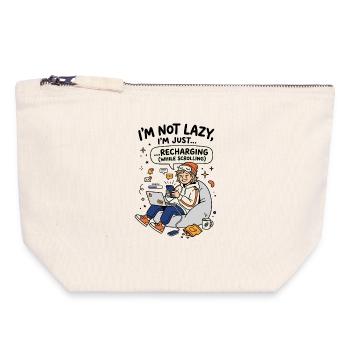 Recharging while scrolling Gen Z - Canvas Zip Pouch 18 x 19 cm - nature - Front