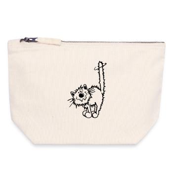 Drôle Chat - Pochette zippée en toile 18 x 19 cm - blanc naturel - Devant