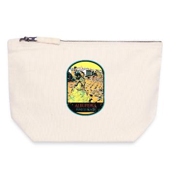 Albufeira Algarve Portugal, plage été soleil rétro - Pochette zippée en toile 18 x 19 cm - blanc naturel - Devant