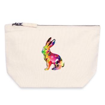 colorful shimmering rabbit - Canvas Zip Pouch 18 x 19 cm - nature - Front