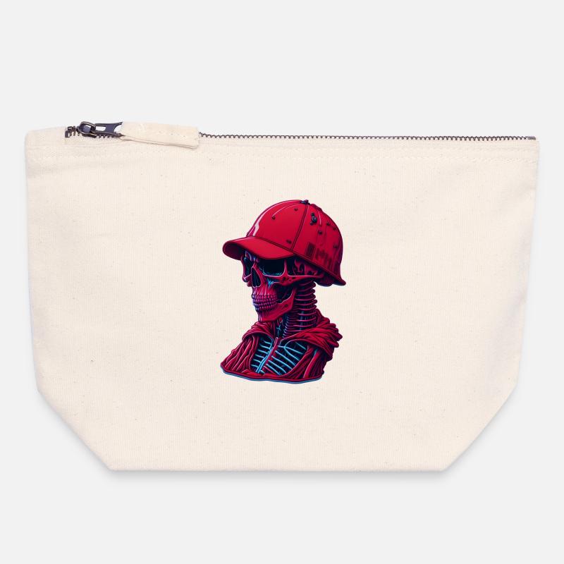 Skeleton with cap - Canvas Zip Pouch 18 x 19 cm - nature