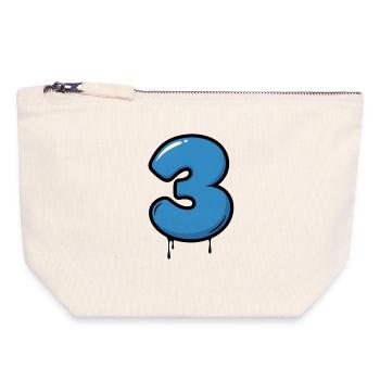 Trois gouttes bleu fluo - Pochette zippée en toile 18 x 19 cm - blanc naturel - Devant