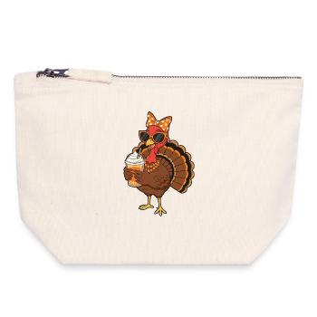 Amateur de café de dinde Drôle d’ambiance de Thanksgiving - Pochette zippée en toile 18 x 19 cm - blanc naturel - Devant