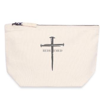 Redeemed Cross Emblem - Canvas Zip Pouch 18 x 19 cm - nature - Front