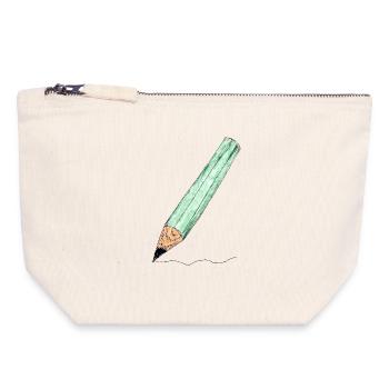 Mintgrüner Bleistift - Skizze - Canvas Reißverschluss-Täschchen (18 x 19 cm) - Naturweiß - Vorne