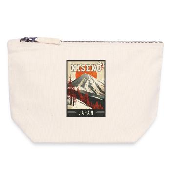 Winterparadies in Niseko Japan Vintage-Reisekunst - Canvas Reißverschluss-Täschchen (18 x 19 cm) - Naturweiß - Vorne