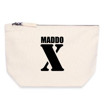 Maddox – Conception du prénom | Typographie minimale - Pochette zippée en toile 18 x 19 cm - blanc naturel - Devant