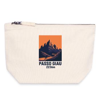 Dolomites du Passo Giau, montagne cyclable Italie - Pochette zippée en toile 18 x 19 cm - blanc naturel - Devant