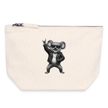 Heavy Metal Rocker Hard Rock Musik Fan Koala Laut - Canvas Reißverschluss-Täschchen (18 x 19 cm) - Naturweiß - Vorne