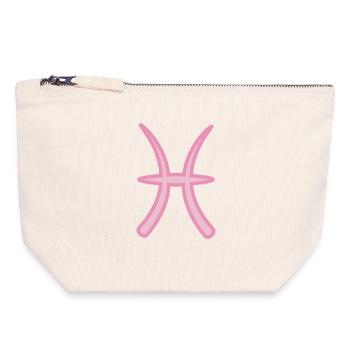 Pisces Zodiac Sign Symbol Pastel Pink - Canvas Zip Pouch 18 x 19 cm - nature - Front