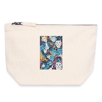 Cat Pattern - Canvas Zip Pouch 18 x 19 cm - nature - Front
