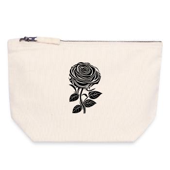 Romantische Rose in schwarz - Canvas Reißverschluss-Täschchen (18 x 19 cm) - Naturweiß - Vorne