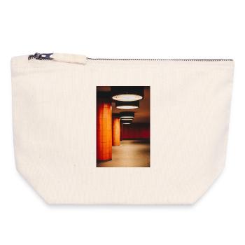 Tunnel orange avec des boules de lumière - Pochette zippée en toile 18 x 19 cm - blanc naturel - Devant